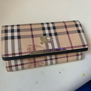 Beige Checkered Women's Wallet